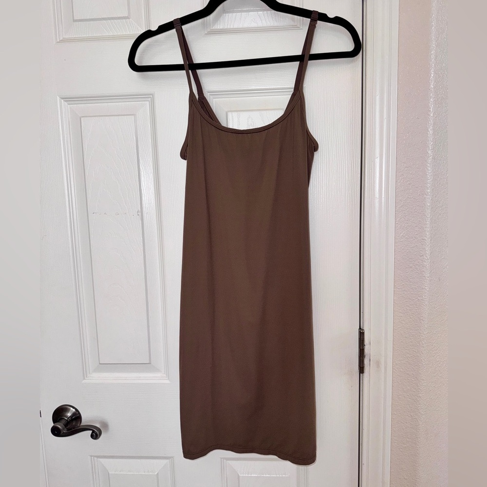 SKIMS Brown Slip Sleeveless Mini Dress